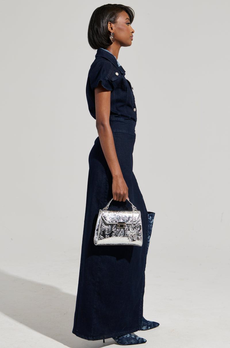 CHELSEA BUTTON SIDE DENIM MAXI DRESS Product Image