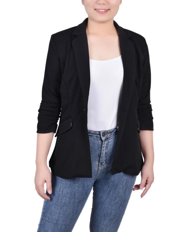 Ny Collection Womens 3/4 Rouched Sleeve Crepe Jacket Product Image