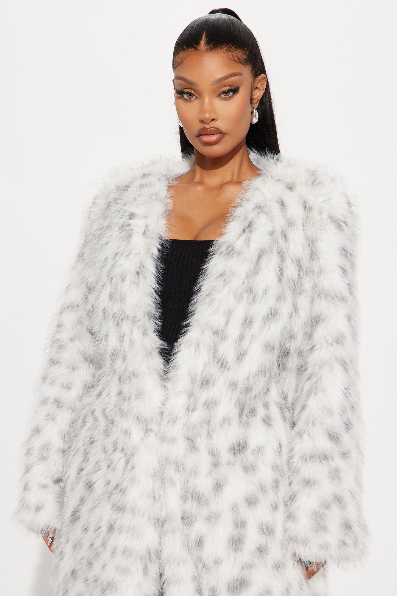 A Sight To See Faux Fur Trench - White/combo Product Image