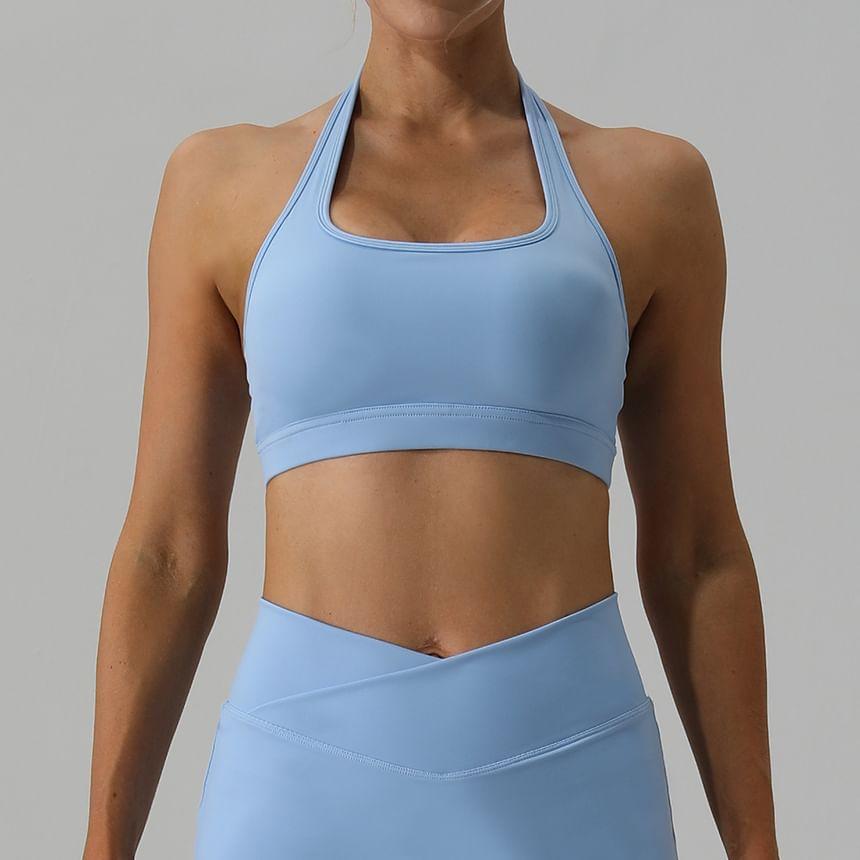 Halter Plain Sports Bra Product Image