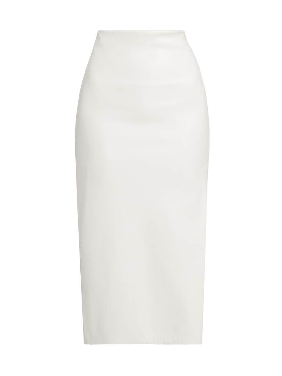 Alice + Olivia Maeve Back Slit Faux Leather Midi Skirt Product Image