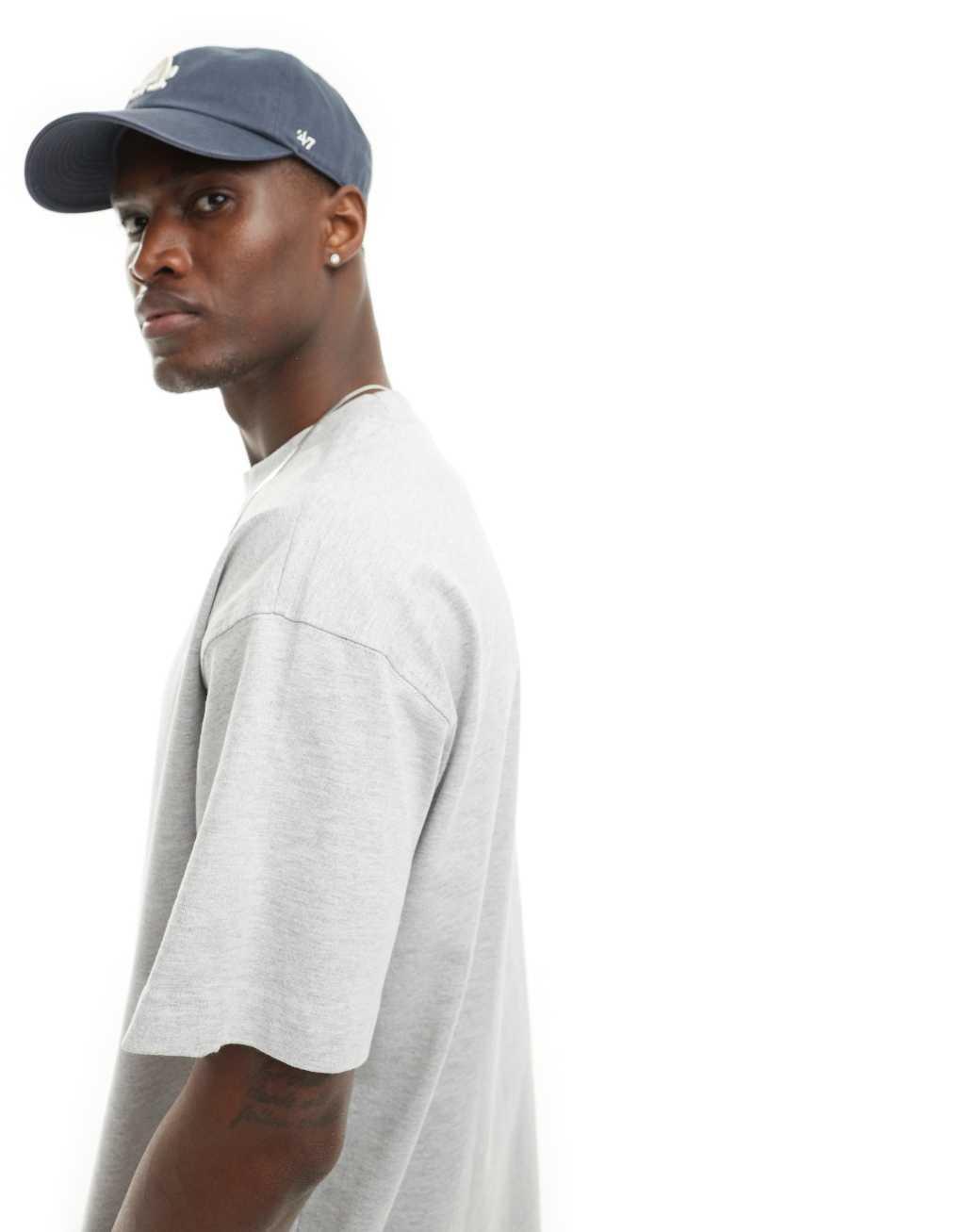 Cotton On box fit plain t-shirt in gray heather Product Image