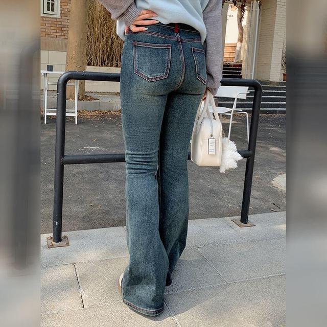 Plus Size Low Rise Washed Bootcut Jeans Product Image