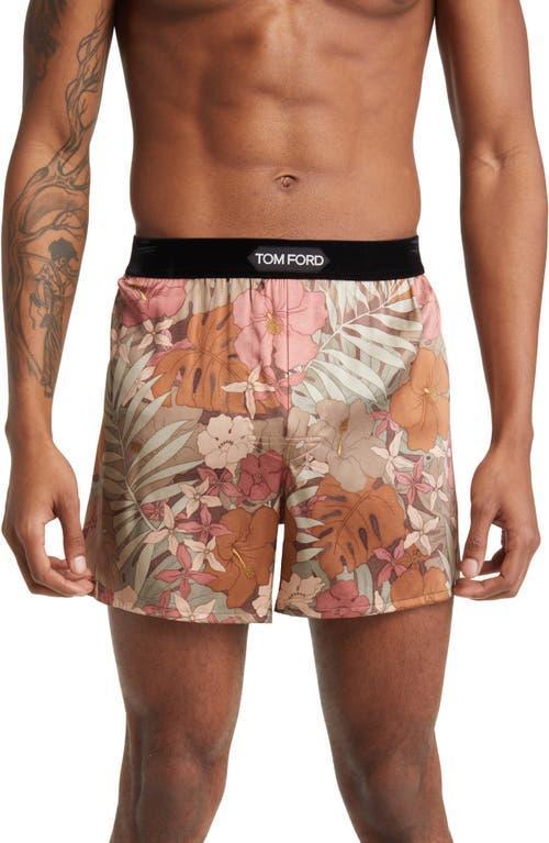 TOM FORD Floral Print Stretch Silk Boxers Product Image