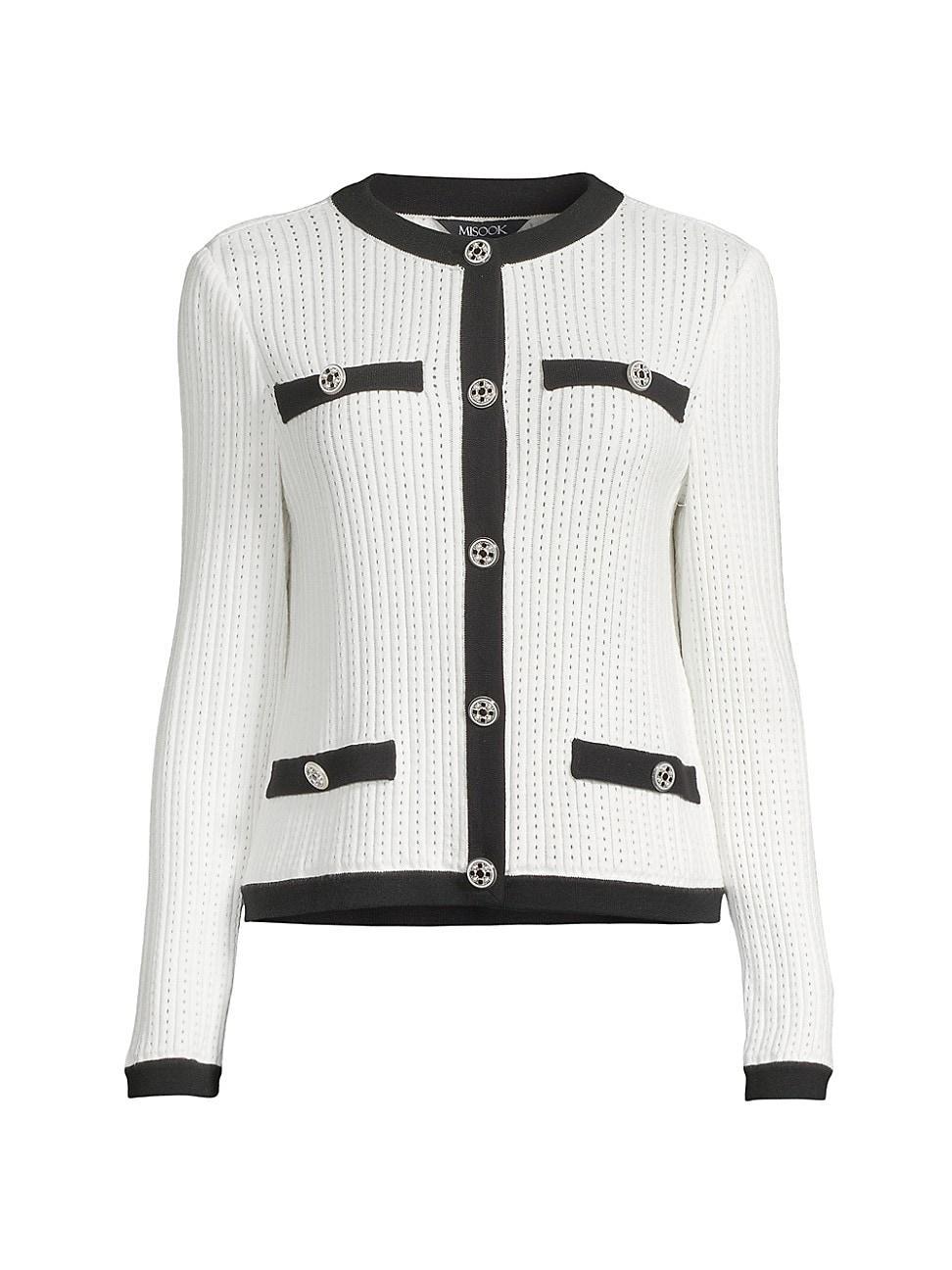 Misook Contrast Detail Cable Cardigan Product Image