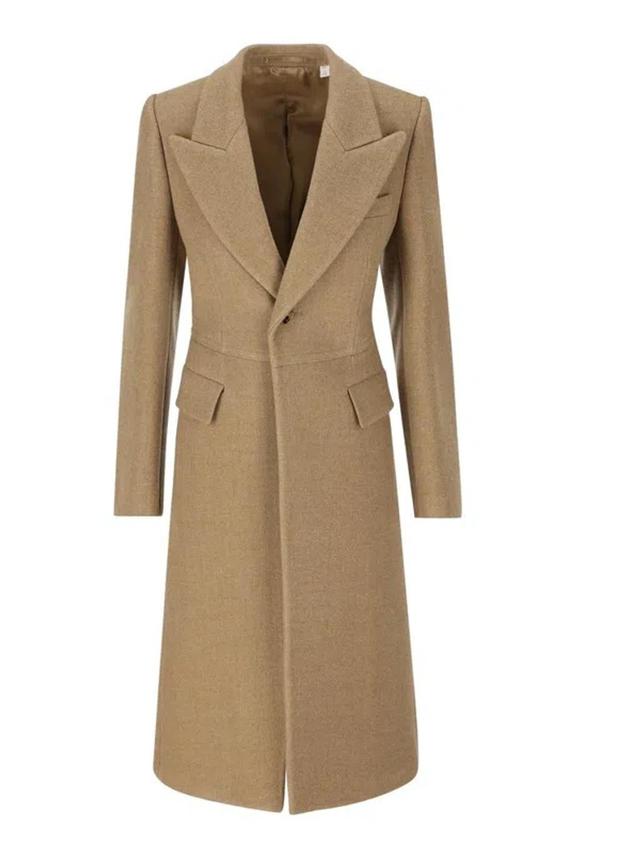 BURBERRY Single Breasted Notched Lapels Coat In Brown Product Image