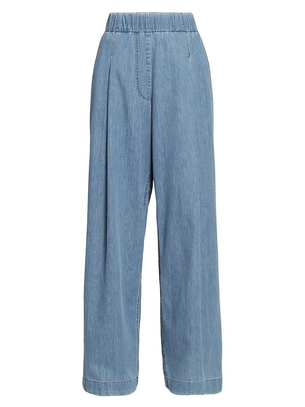 Womens Pila Wide-Leg Chambray Denim Pants Product Image