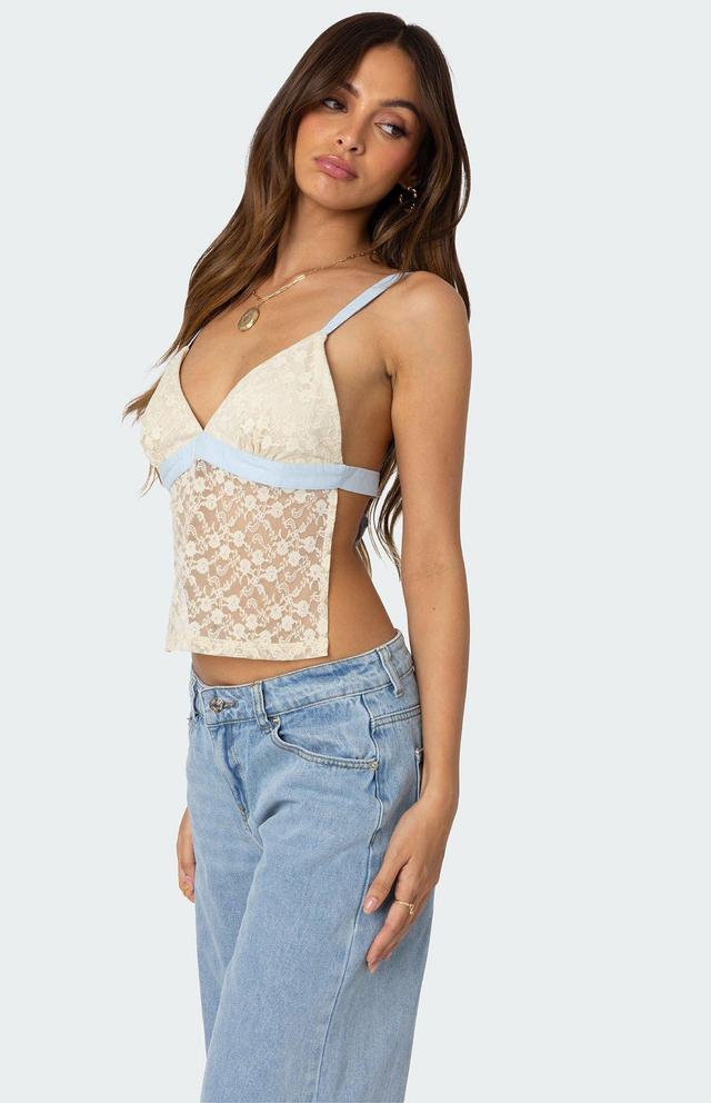 Edikted Women's Sheer Lace Open Back Tank Top Product Image