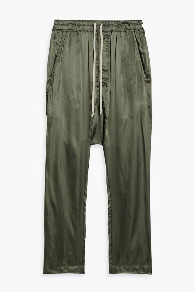 Cupro-satin Drawstring Pants In Army Green Product Image