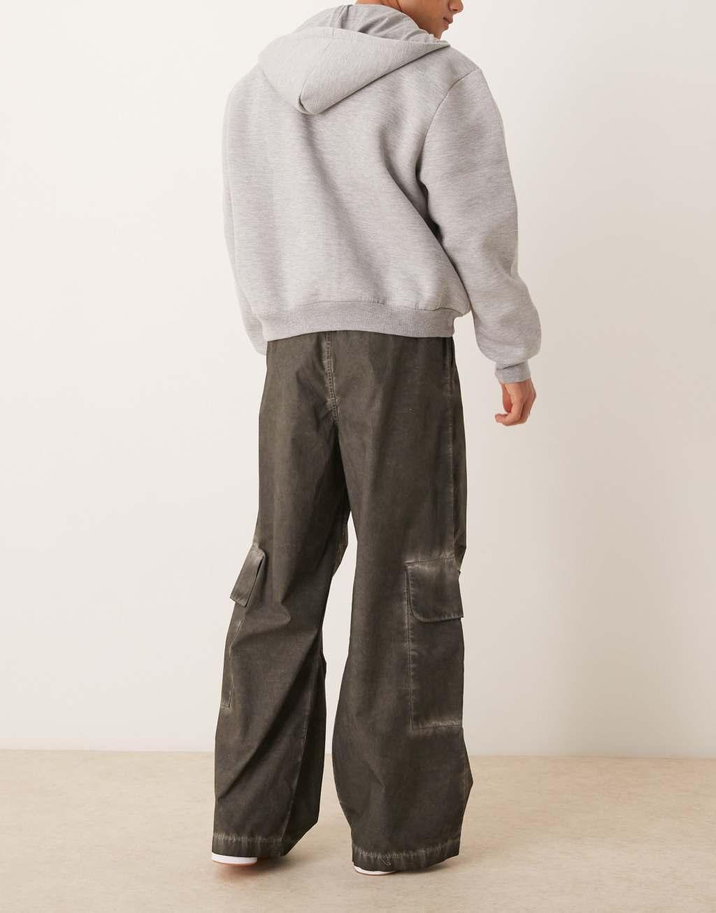 ASOS DESIGN super baggy cargo pants in extreme black wash Product Image