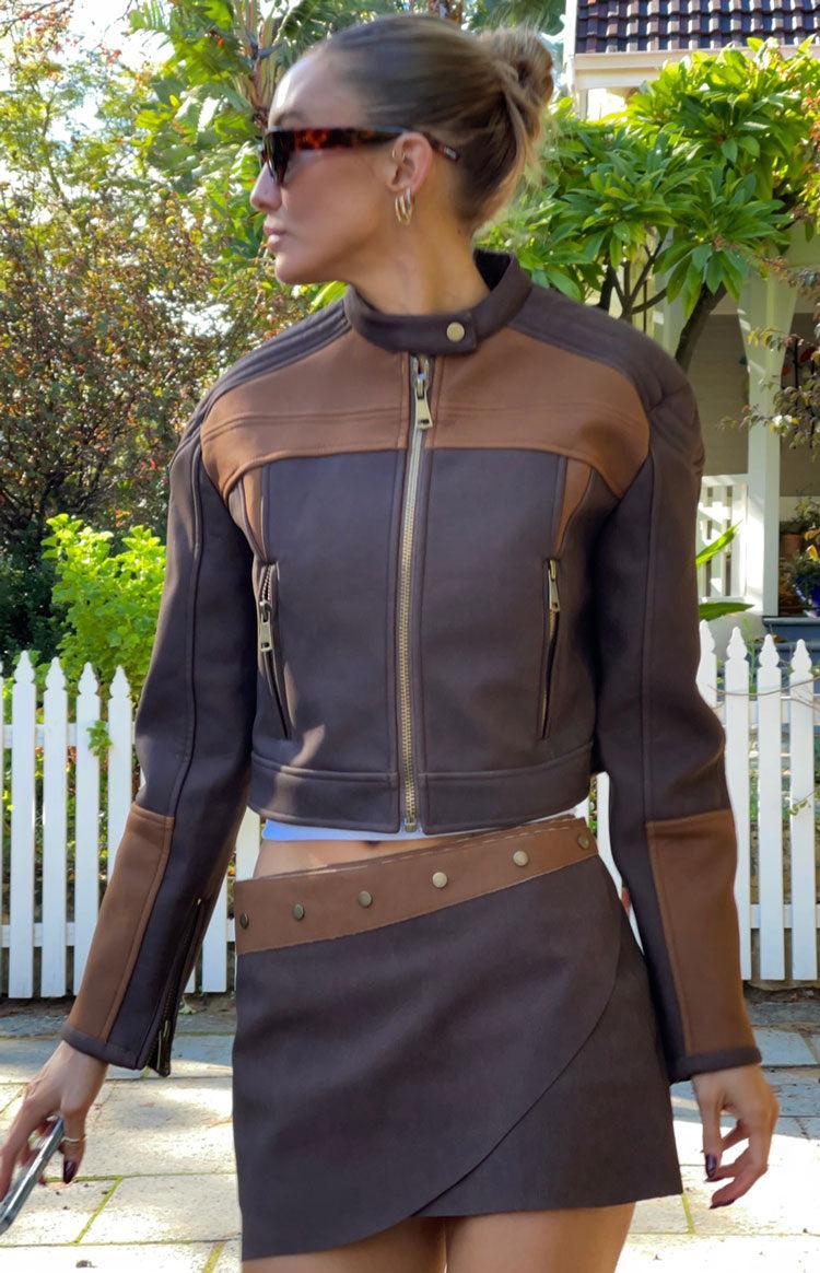 Lioness Chocolate Nueve Biker Jacket Product Image