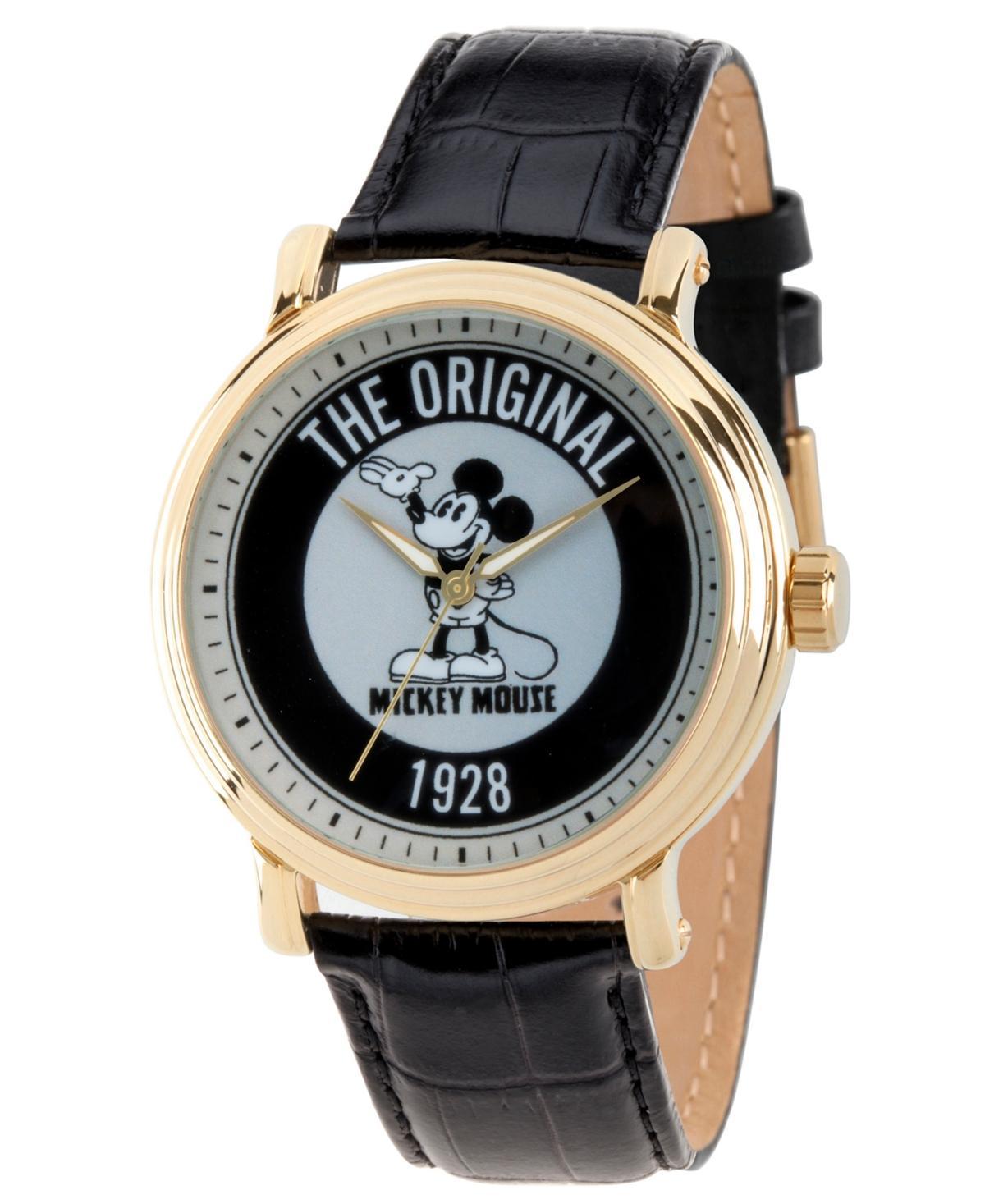 Disneys Mickey Mouse mens Gold Vintage Alloy Watch Black Product Image