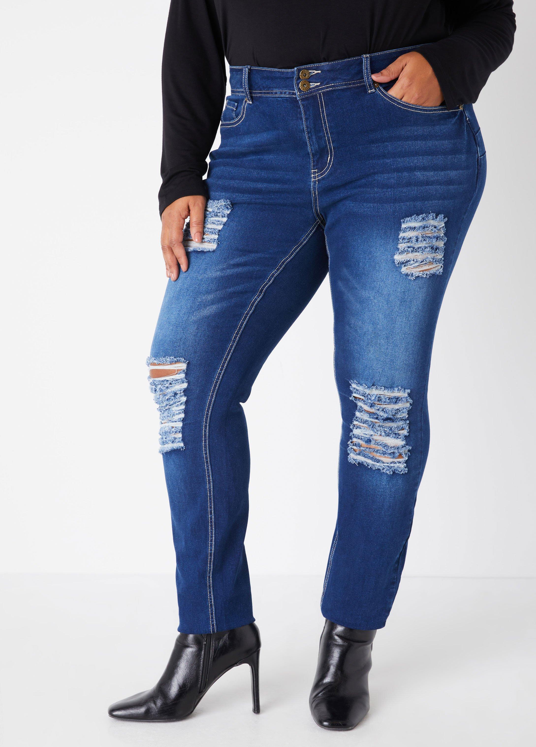 Distressed High Rise Skinny Jeans Product Image