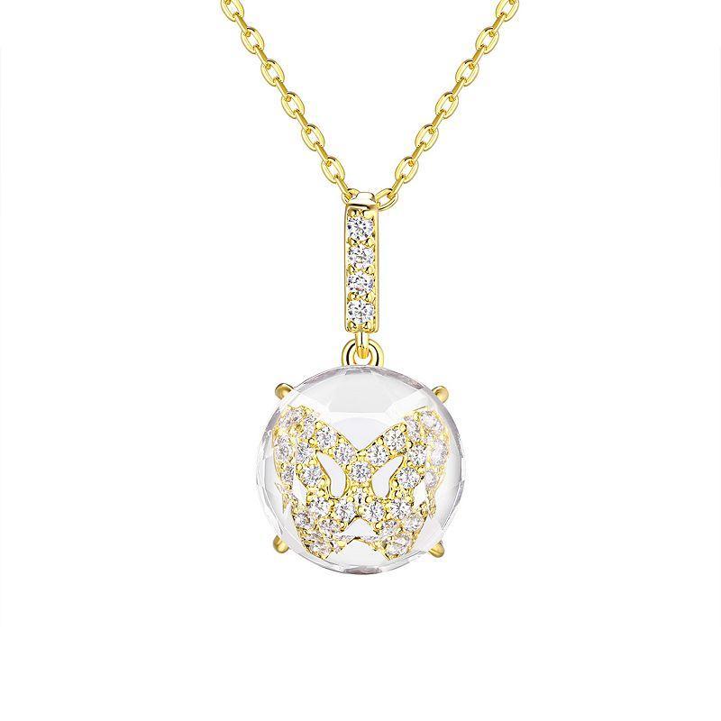 La Lumina 14k Gold Cubic Zirconia Accent Butterfly Pendant Necklace, Womens Gold Tone White Product Image