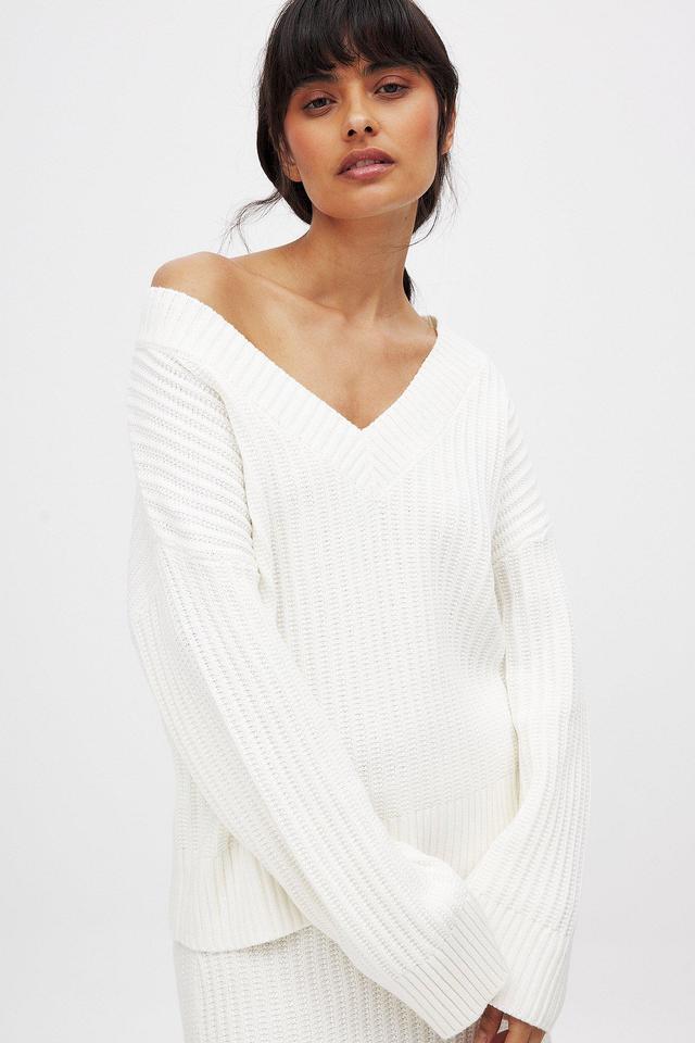 Knitted Oversized V-Neck Sweater Product Image