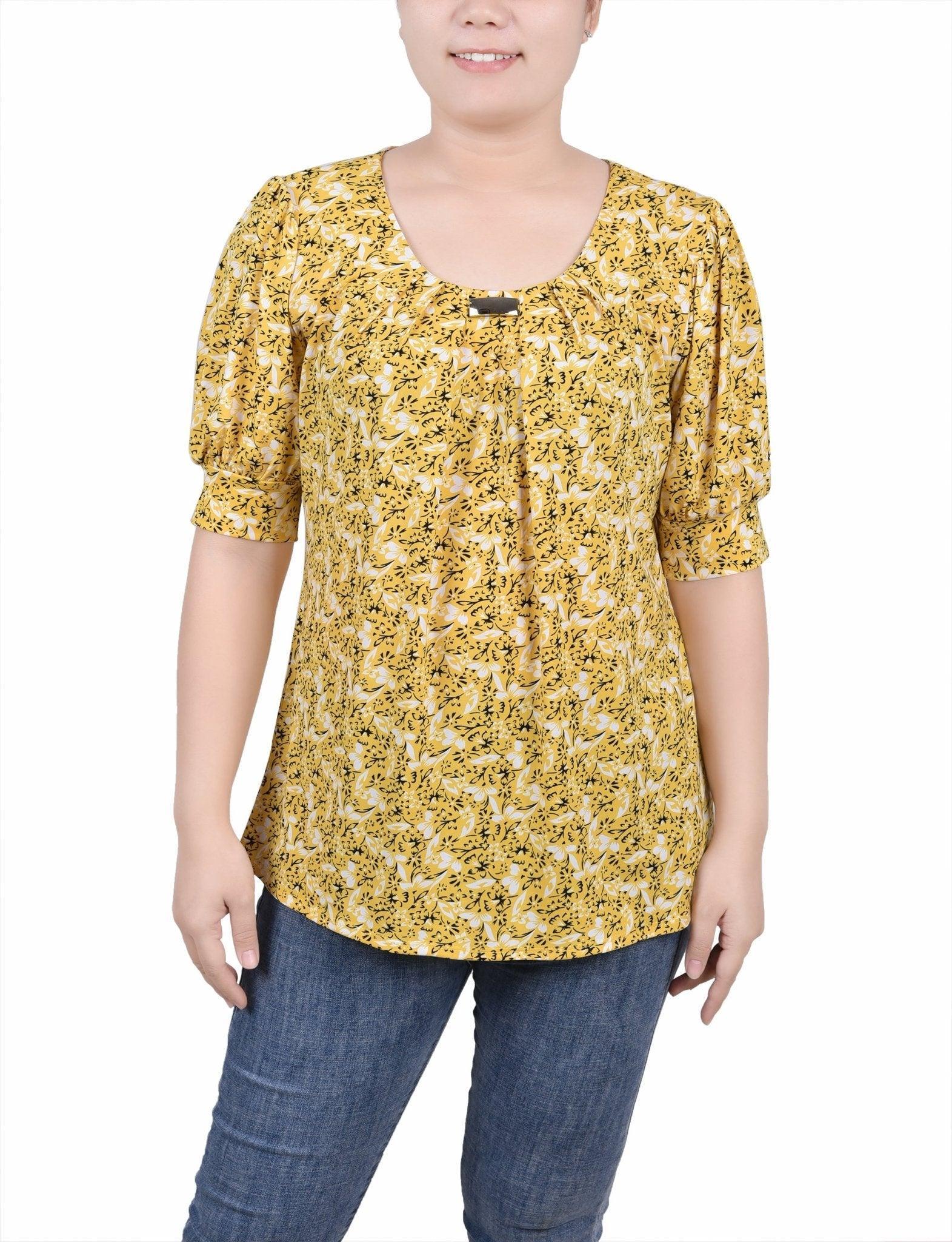 Short Sleeve Balloon Sleeve Top - Petite Product Image