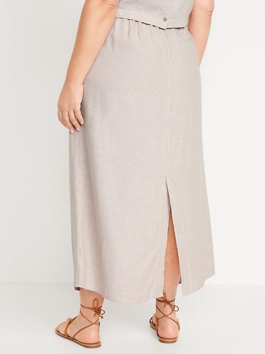 High-Waisted Linen-Blend Maxi Skirt Product Image