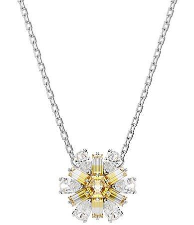 Womens Idyllia Yellow Crystal Flower Long Pendant Necklace Product Image