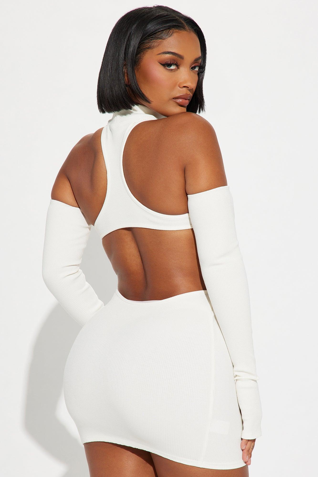 Nia Snatched Mini Dress - Off White Product Image