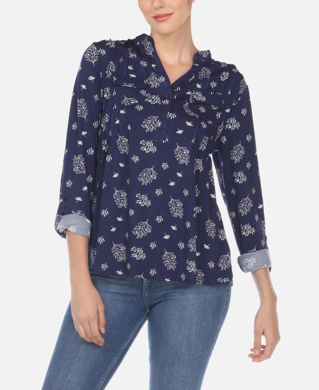 Womens Pleated Leaf Print Blouse Product Image