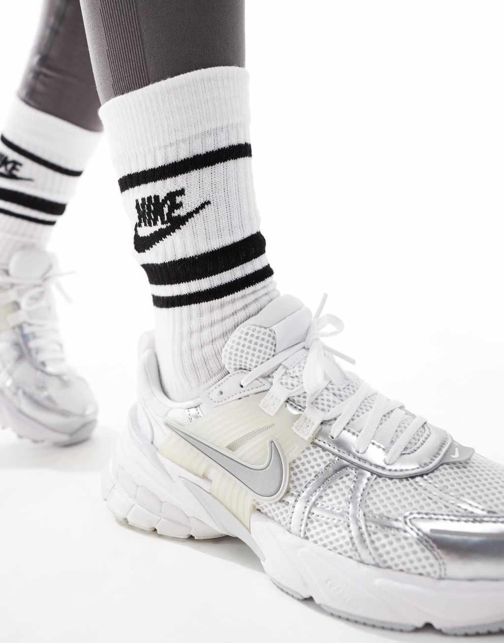 Nike V2K Run sneakers in white and silver Product Image