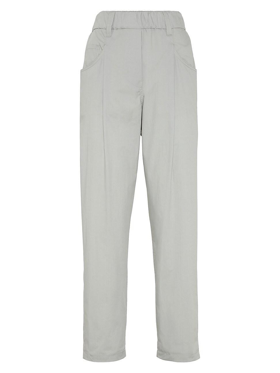 Womens Lightweight Cotton Poplin Baggy Track Trousers with Shiny Tab Product Image