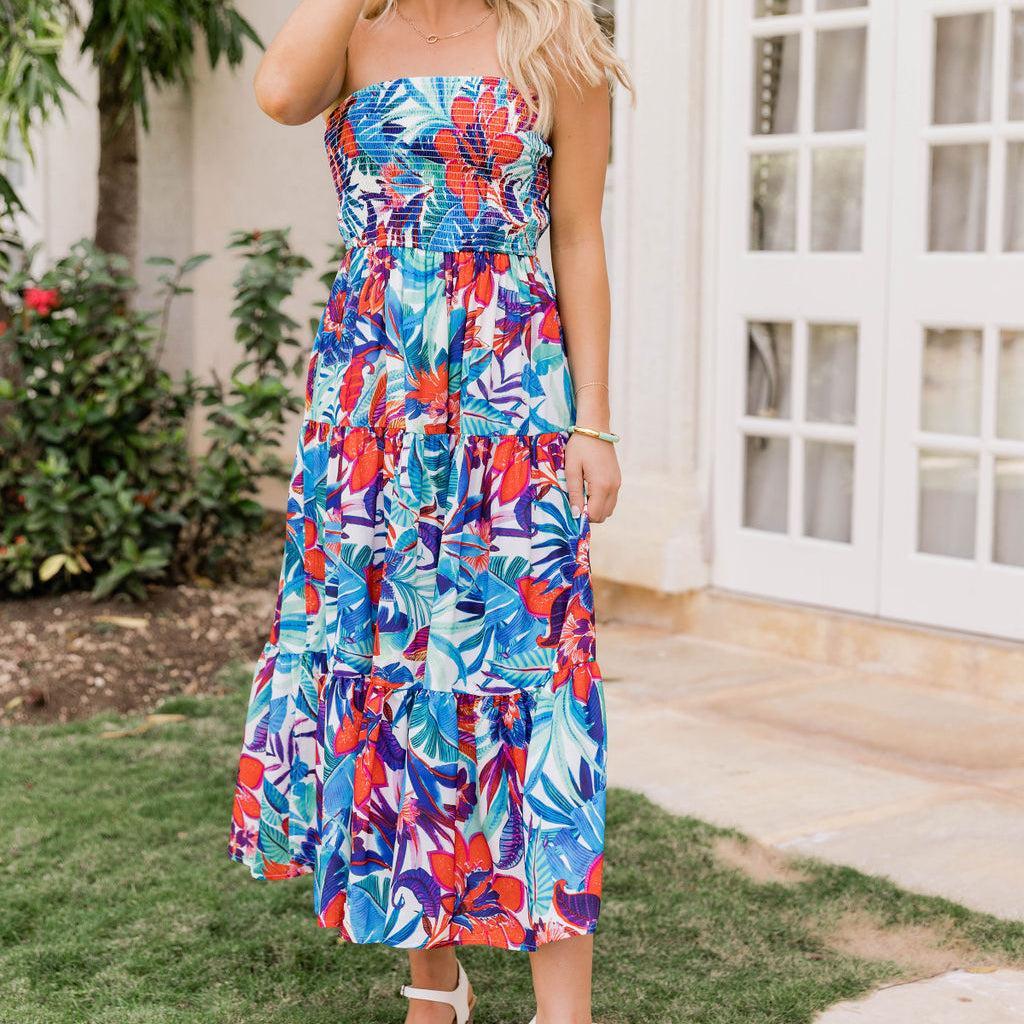 Heading To Paradise Blue Floral Jumpsuit FINAL SALE Product Image