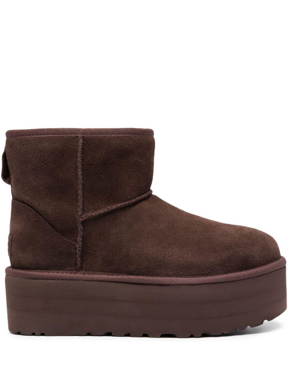 Classic Mini Suede Platform Boots In Brown Product Image