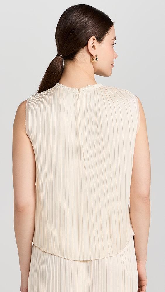 Vince Pleated Satin Crew Neck Shell Top | Shopbop Product Image