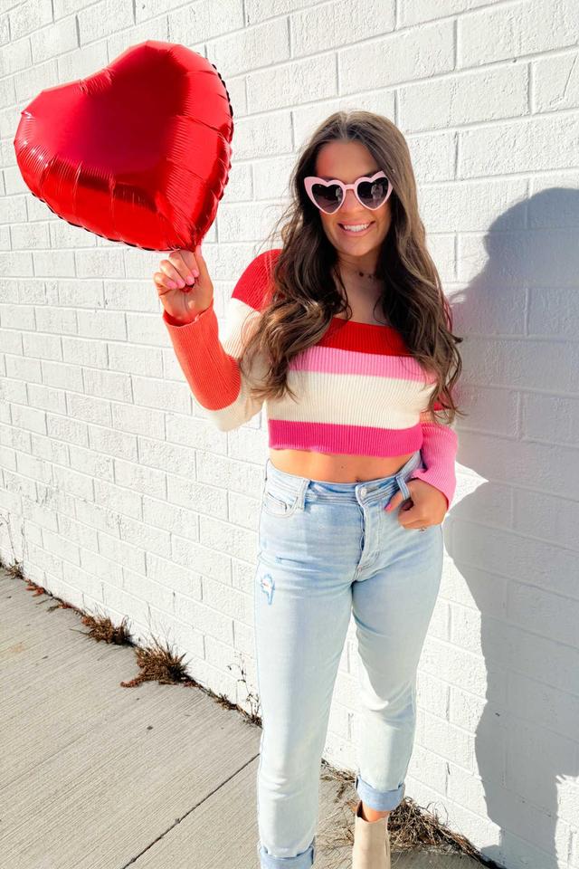 Red Color Block Striped Top - FINAL SALE Product Image