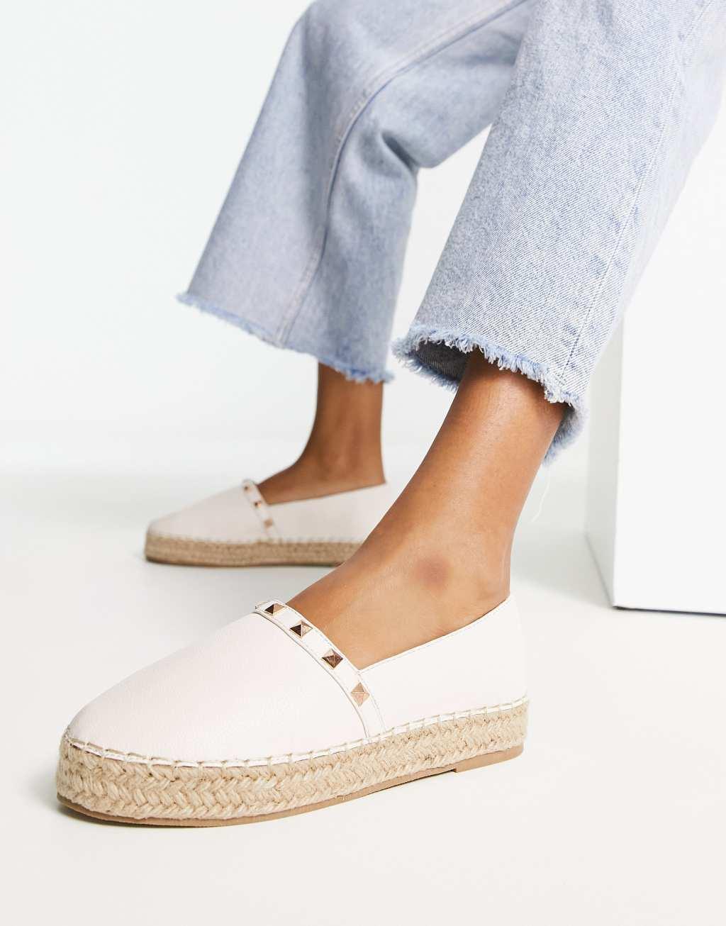 Truffle Collection studded espadrille shoes in beige Product Image