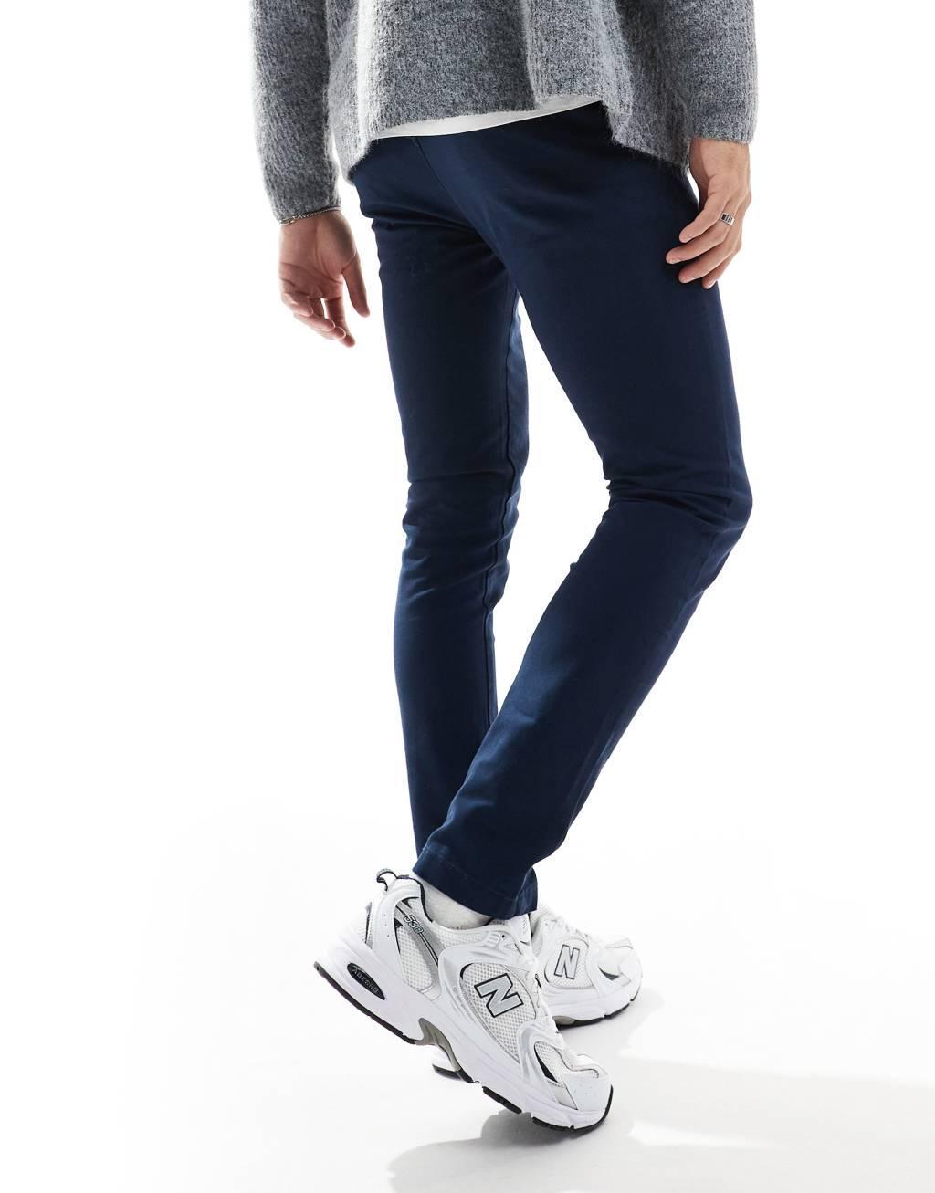 ASOS DESIGN skinny chinos in navy Product Image