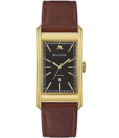 Bulova Mens Automatic Frank Sinatra Chairman of the Board Brown Leather Strap Watch 26mm Product Image