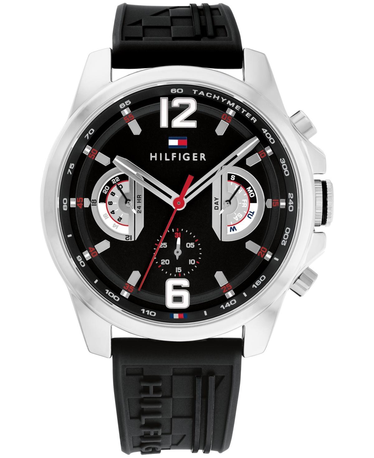 Tommy Hilfiger Mens Quartz Black Silicone Watch 46mm - Black Product Image