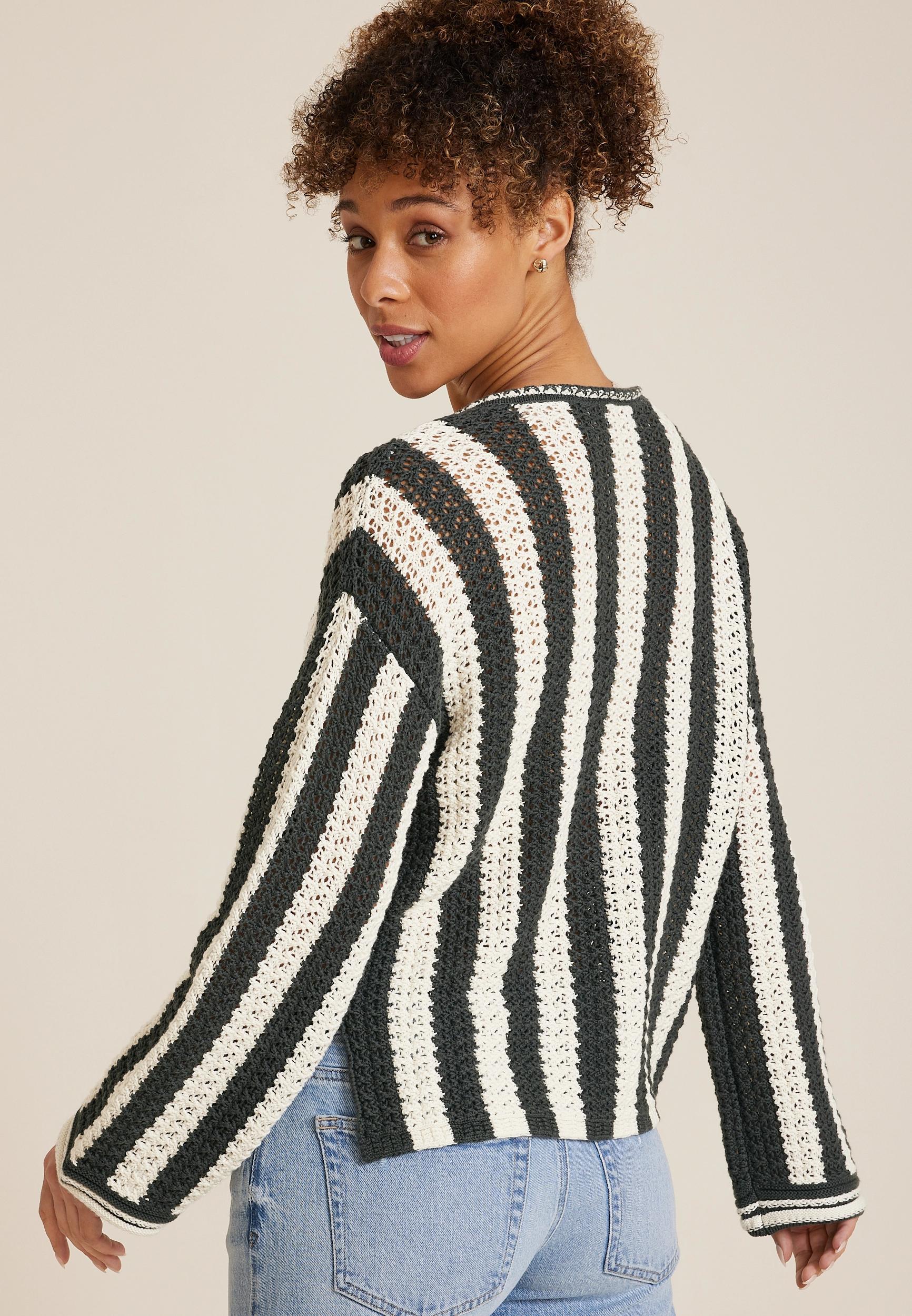 Vertical Stripe V Neck Pullover Product Image