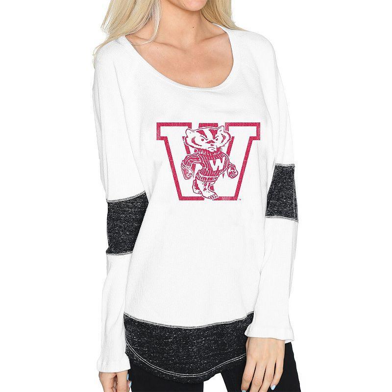 Womens Original Retro Brand Wisconsin Badgers Contrast Boyfriend Thermal Long Sleeve T-Shirt Product Image