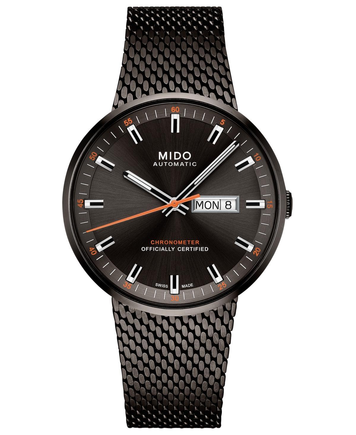 Mido Mens Swiss Automatic Commander Ii Cosc Black Pvd Stainless Steel Bracelet Watch 42mm - Stainless Steel Product Image