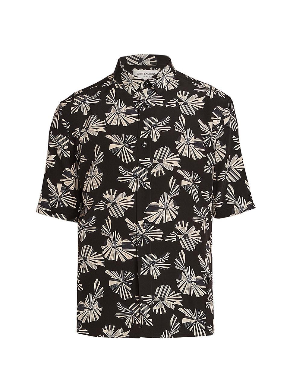 Mens Printed Silk Short-Sleeve Shirt Product Image