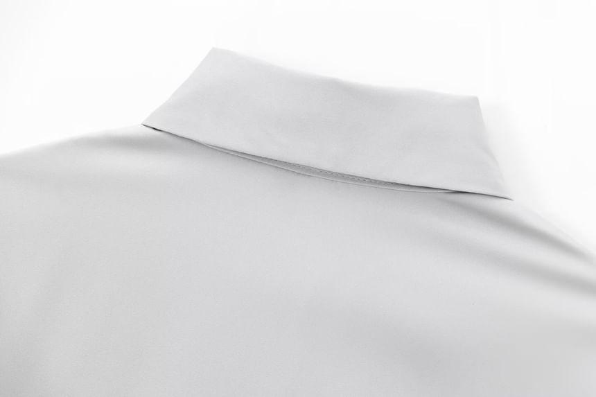 Long Sleeve Collared Plain Shirt Product Image