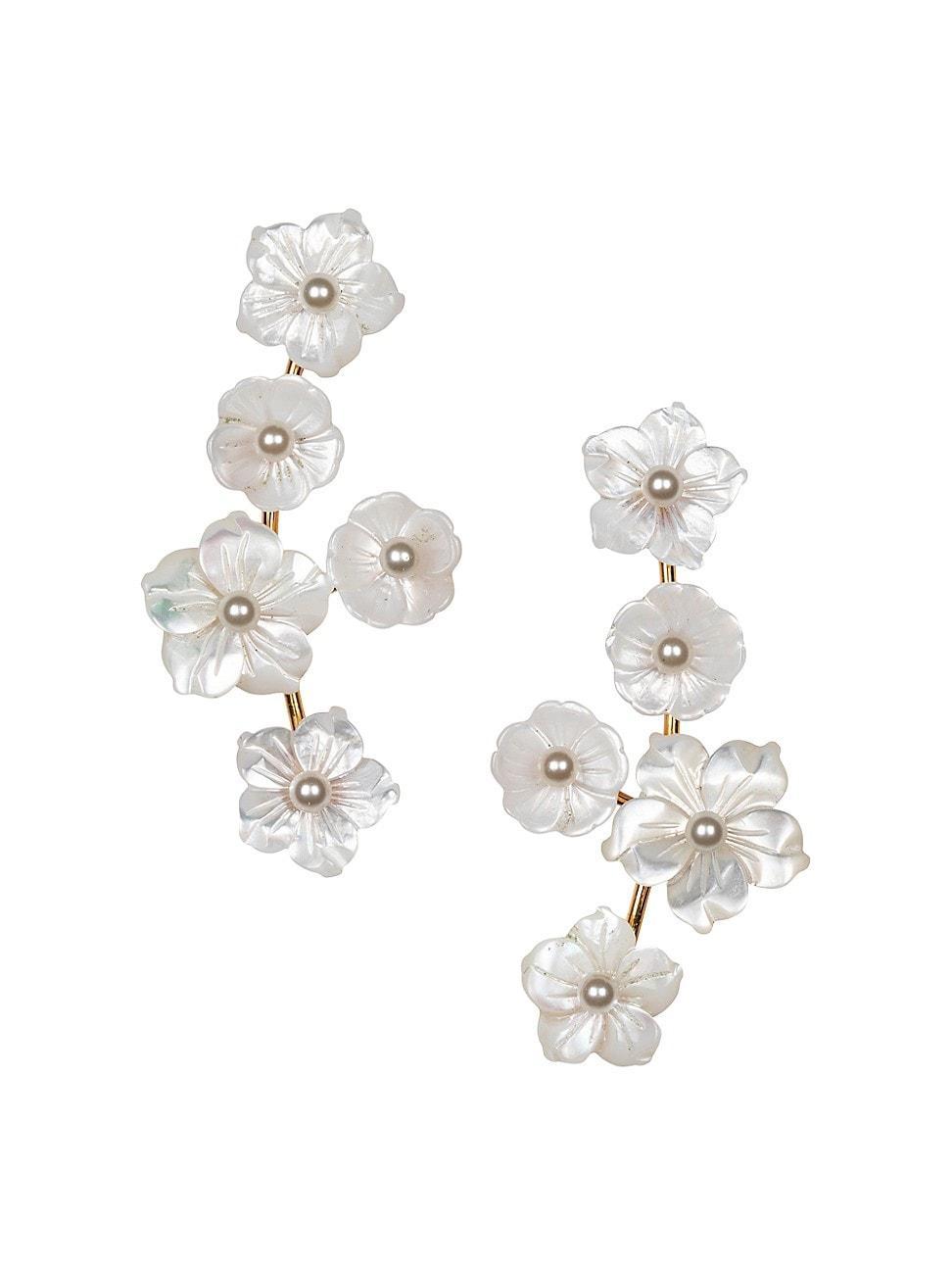 Womens Zaria 24K-Gold-Plated & Mother-Of-Pearl Flower Drop Earrings Product Image