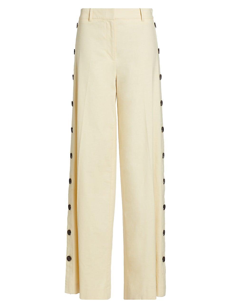 Womens Carter Wide-Leg Button Detail Trousers Product Image