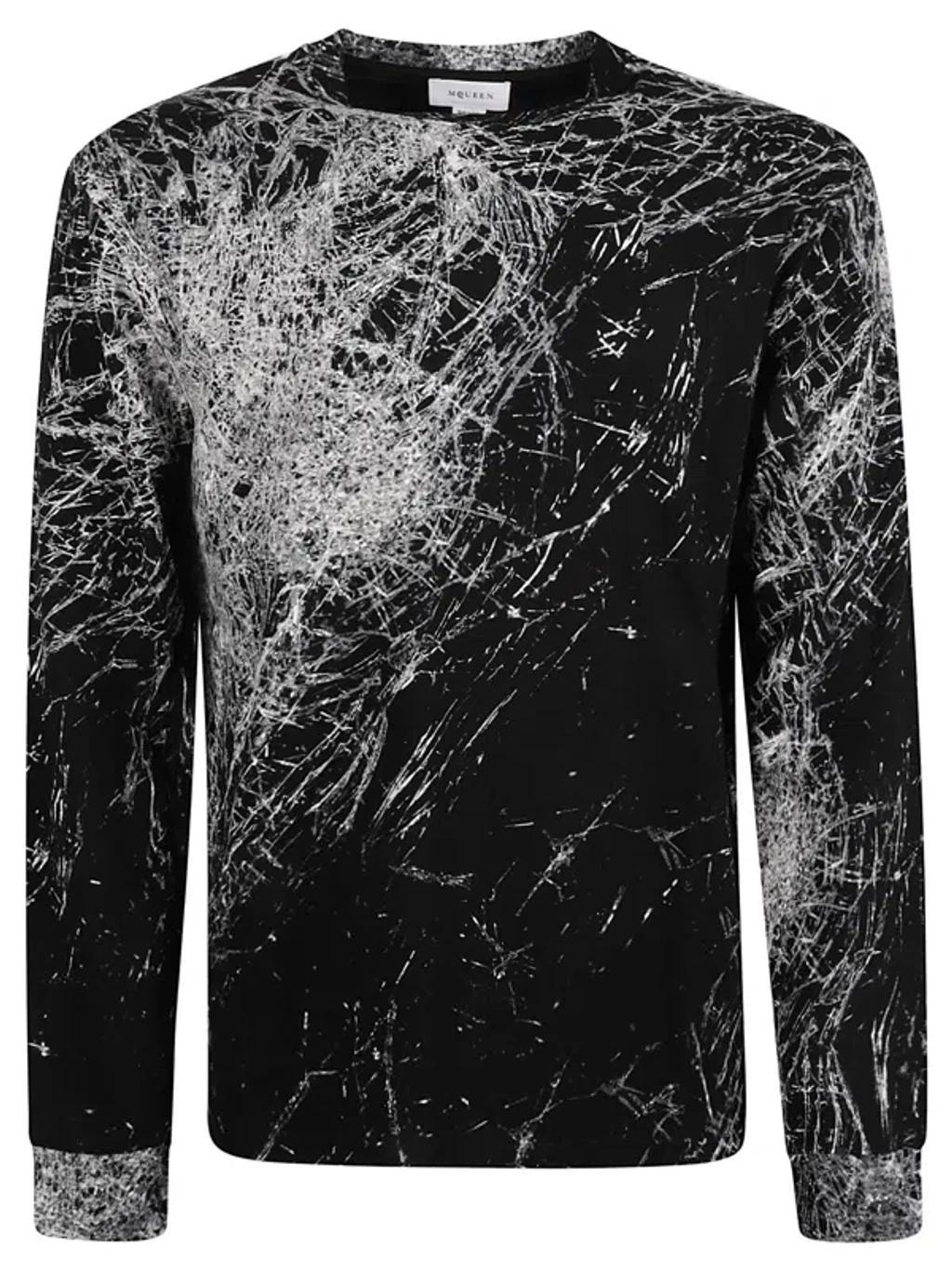 Smashed Glass Printed Cotton T-shirt In Black Product Image