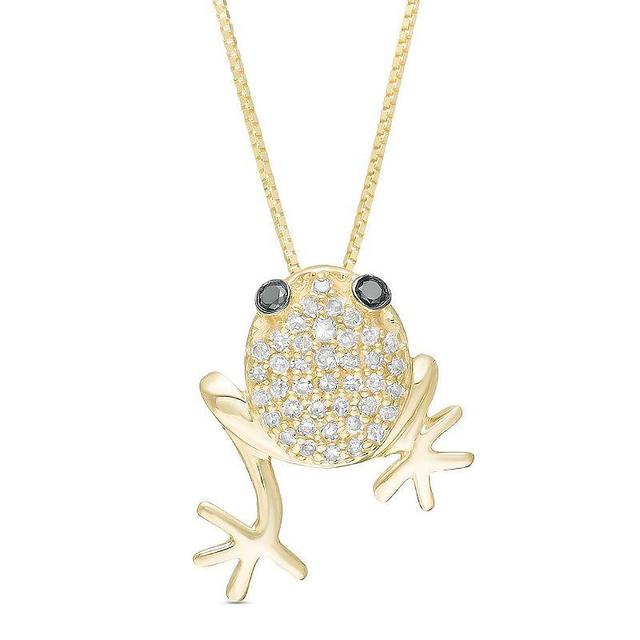 Gemminded 10k Gold 1/6 Carat T.W. Diamond Frog Pendant Necklace, Womens Product Image