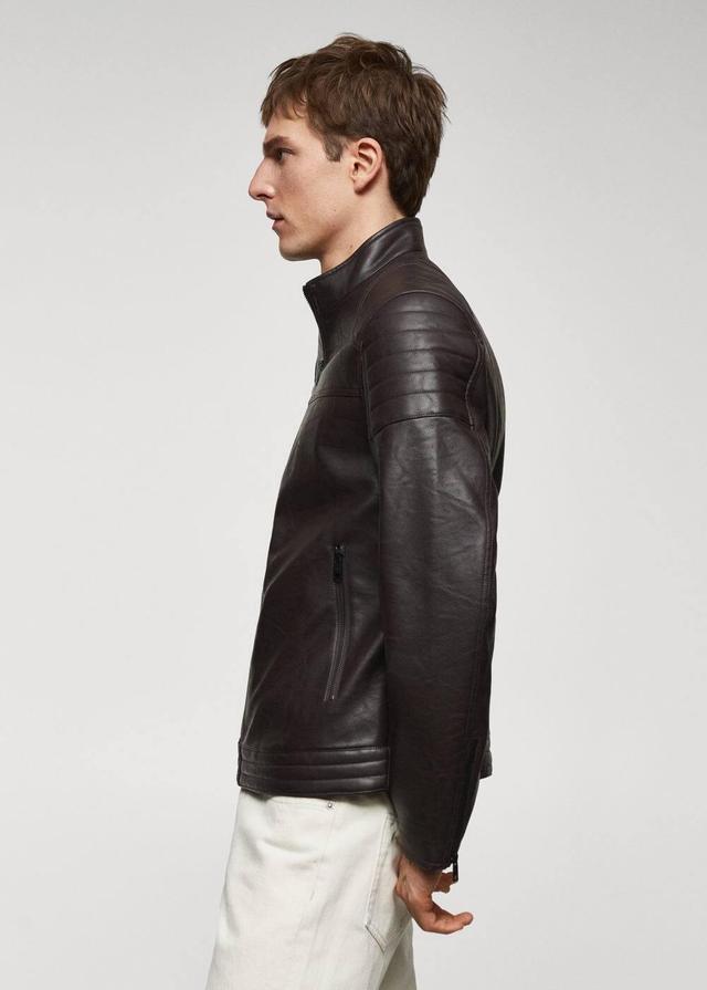 MANGO MAN - Nappa leather-effect jacket chocolateMen Product Image