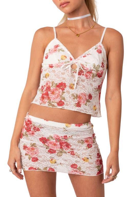 EDIKTED Portofino Floral Sheer Lace Crop Camisole Product Image