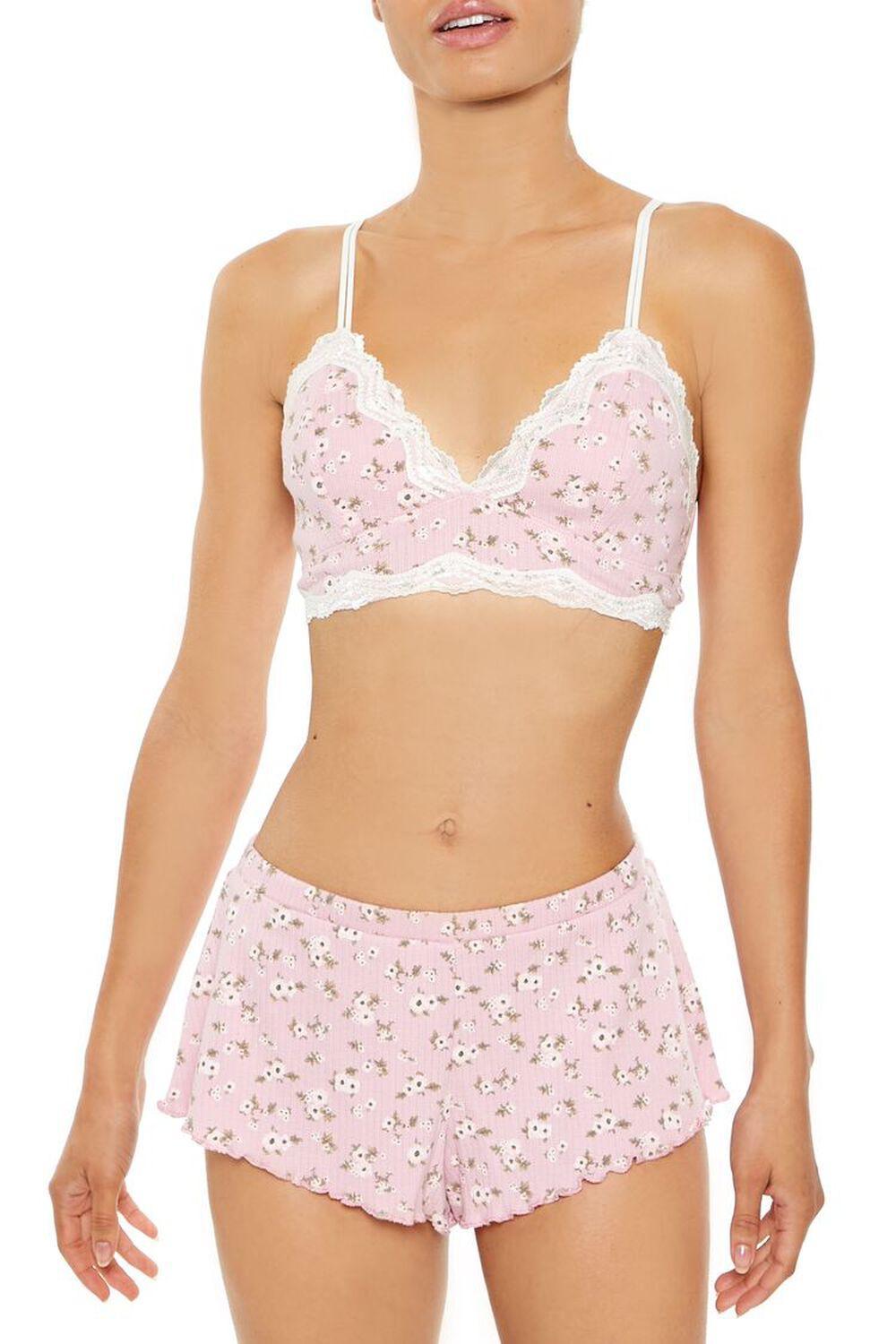 Lace- Trim Floral Print Bralette | Forever 21 Product Image