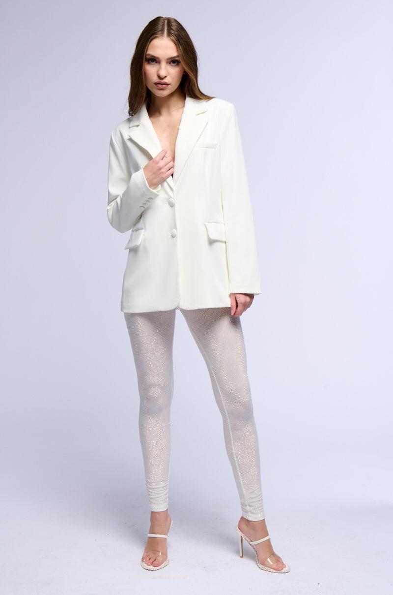 CLARISSA EMBELLISHED MESH LEGGINGS IN WHITE Product Image