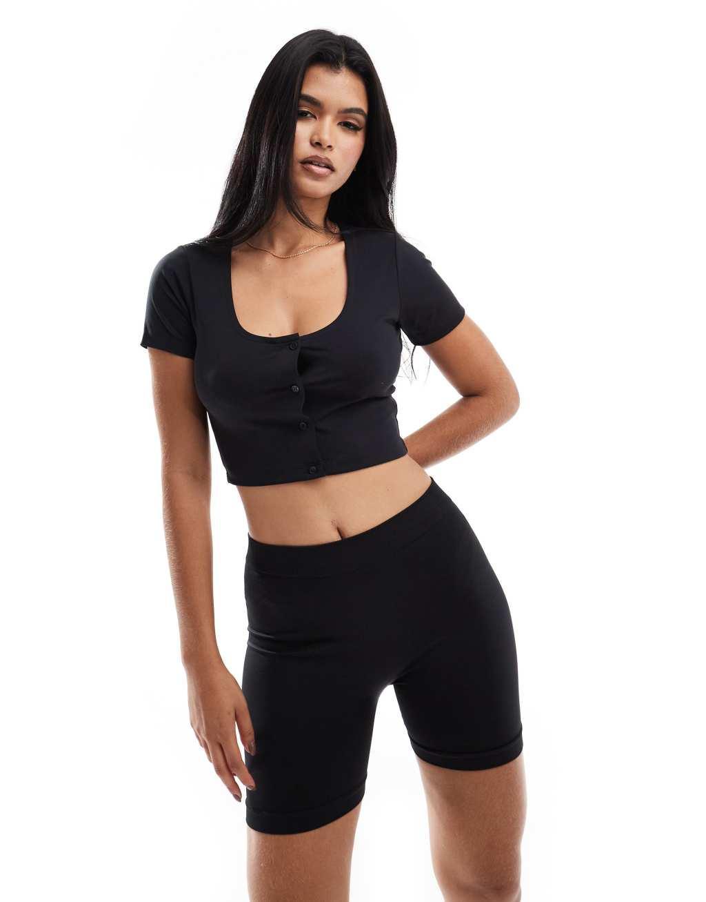 ASOS DESIGN seamless shaping bum lifting short in black Product Image