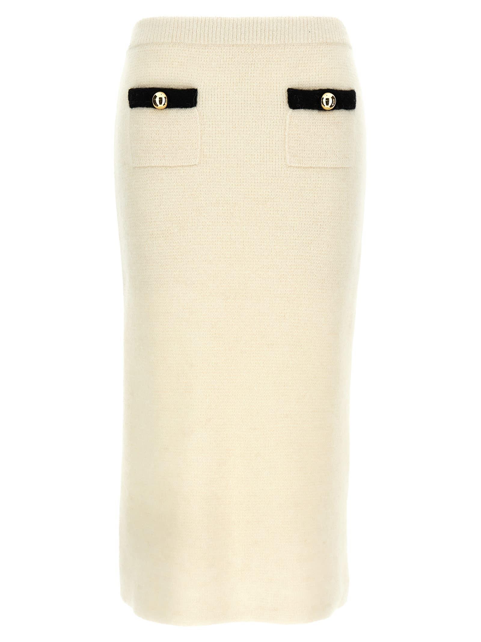 ALESSANDRA RICH Gonna Midi Skirt In Weiss Product Image