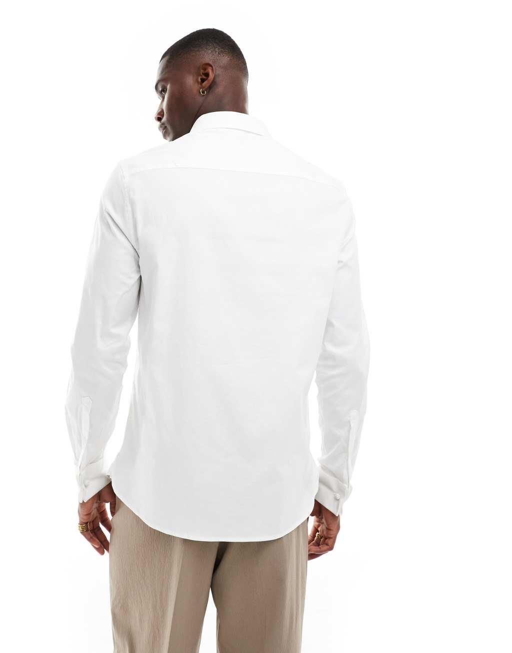 ASOS DESIGN regular royal oxford shirt with double cuff in white Product Image